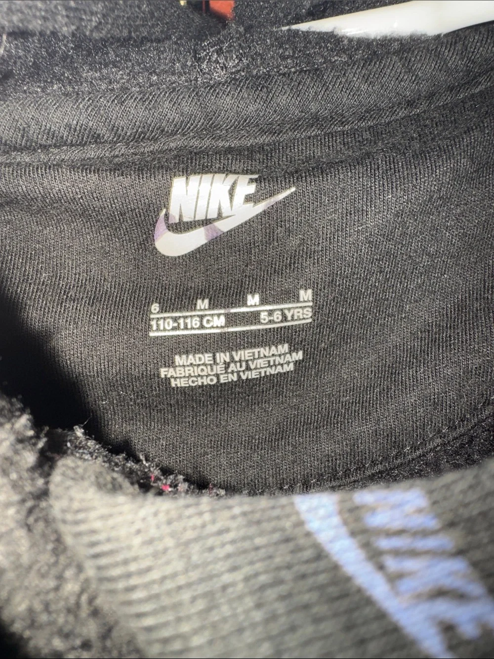 Nike Black Kids Hoodie with Multicolor Mini Swooshes